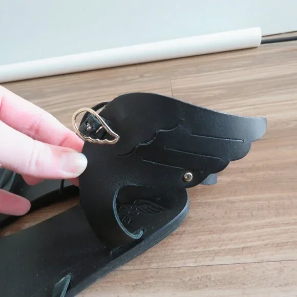 ANCIENT GREEK SANDALS Ikaria Wing Open Toe Sandals in Black Leather Size US 11 - Picture 3 of 13